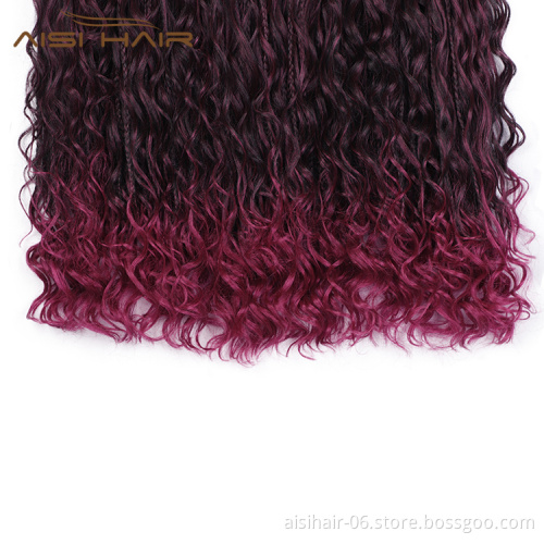 Aisi Hair Goddess Faux Locs Crochet Braids Hair Extensions Synthetic Ombre Purple Faux Locks Braids Hairpieces For Black Women
